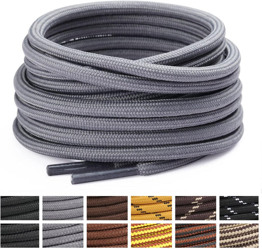 round Shoelaces [2 Pairs] Heavy Duty Boot Shoe Laces for Hiking Work Boots