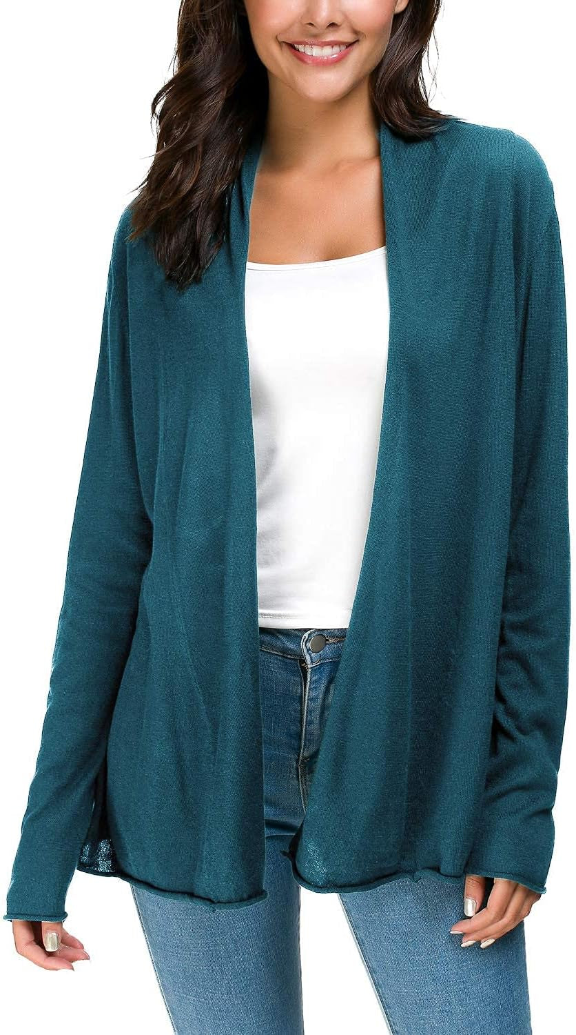 Women'S Long Sleeve Open Front Casual Thin Cardigan