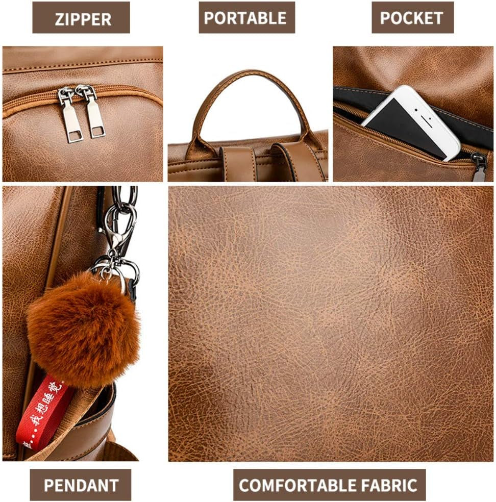 Women Backpack Purse PU Leather Anti-Theft Casual Shoulder Bag Fashion Ladies Satchel Bags